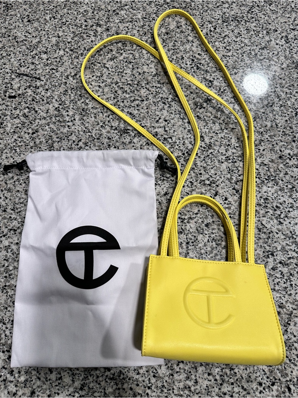 Telfar Mini Shopping Bag in Yellow with Crossbody Strap